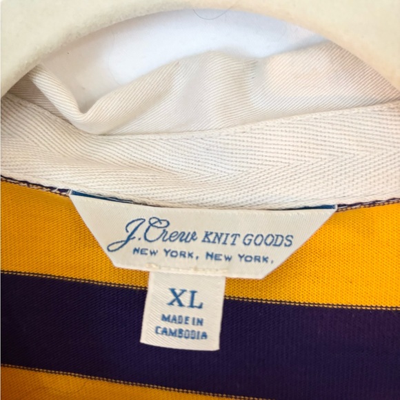 J. Crew Bold Yellow and Purple Striped Rugby Shirt XL - Picture 2 of 5